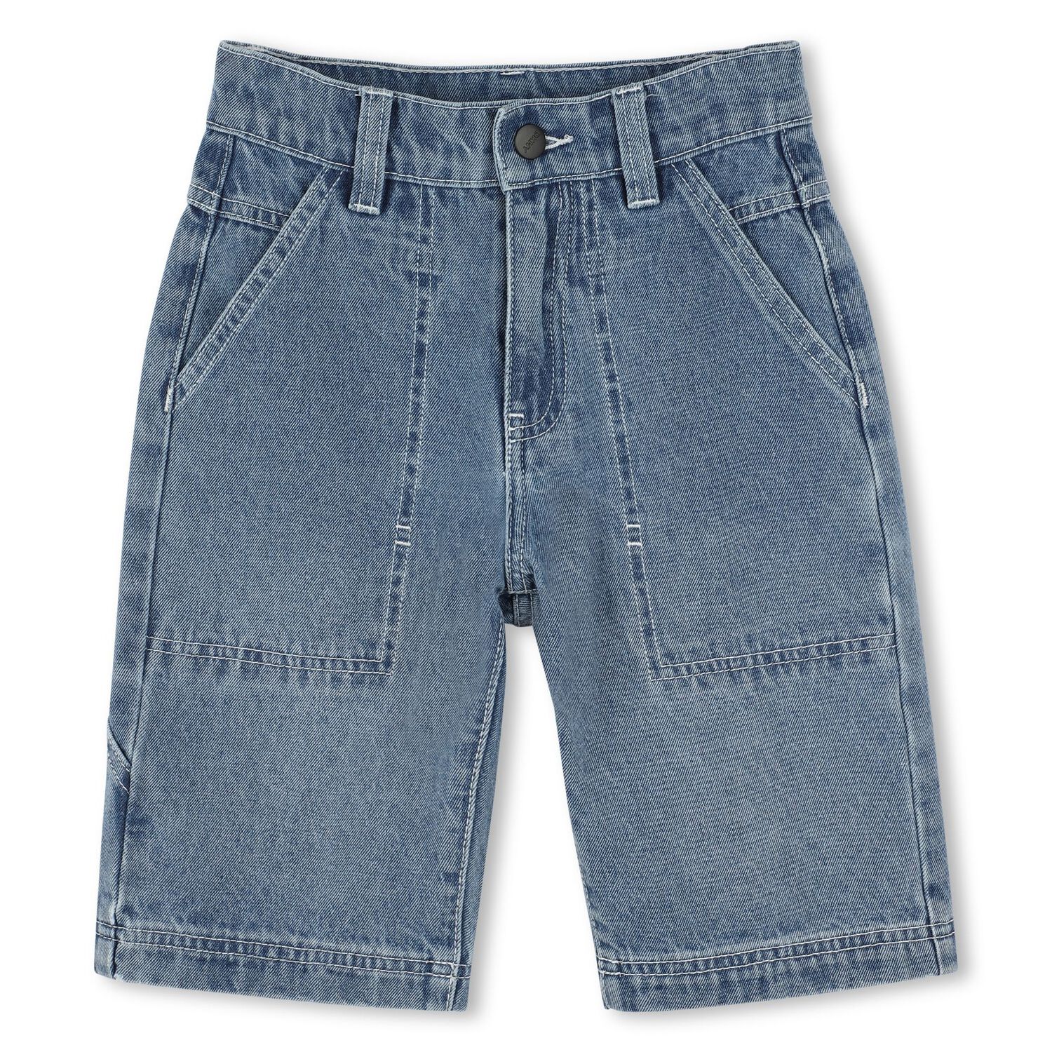 Boys Blue Logo Denim Shorts, 1, hi-res