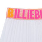 Girls White Logo Pleated Skirt, 1, hi-res