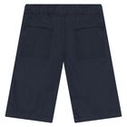 Youngers Boys White & Navy Blue Logo Shorts Set, 1, hi-res