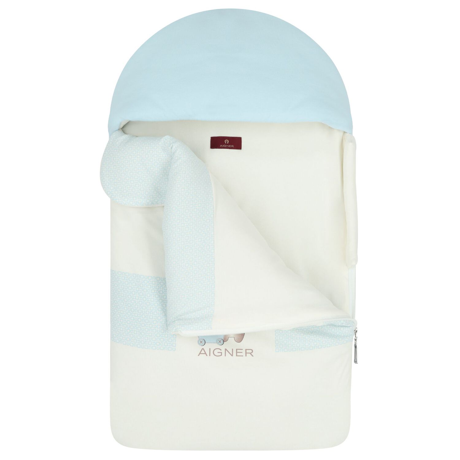 Baby Boys Blue & Ivory Teddy Bear Logo Baby Nest, 2, hi-res