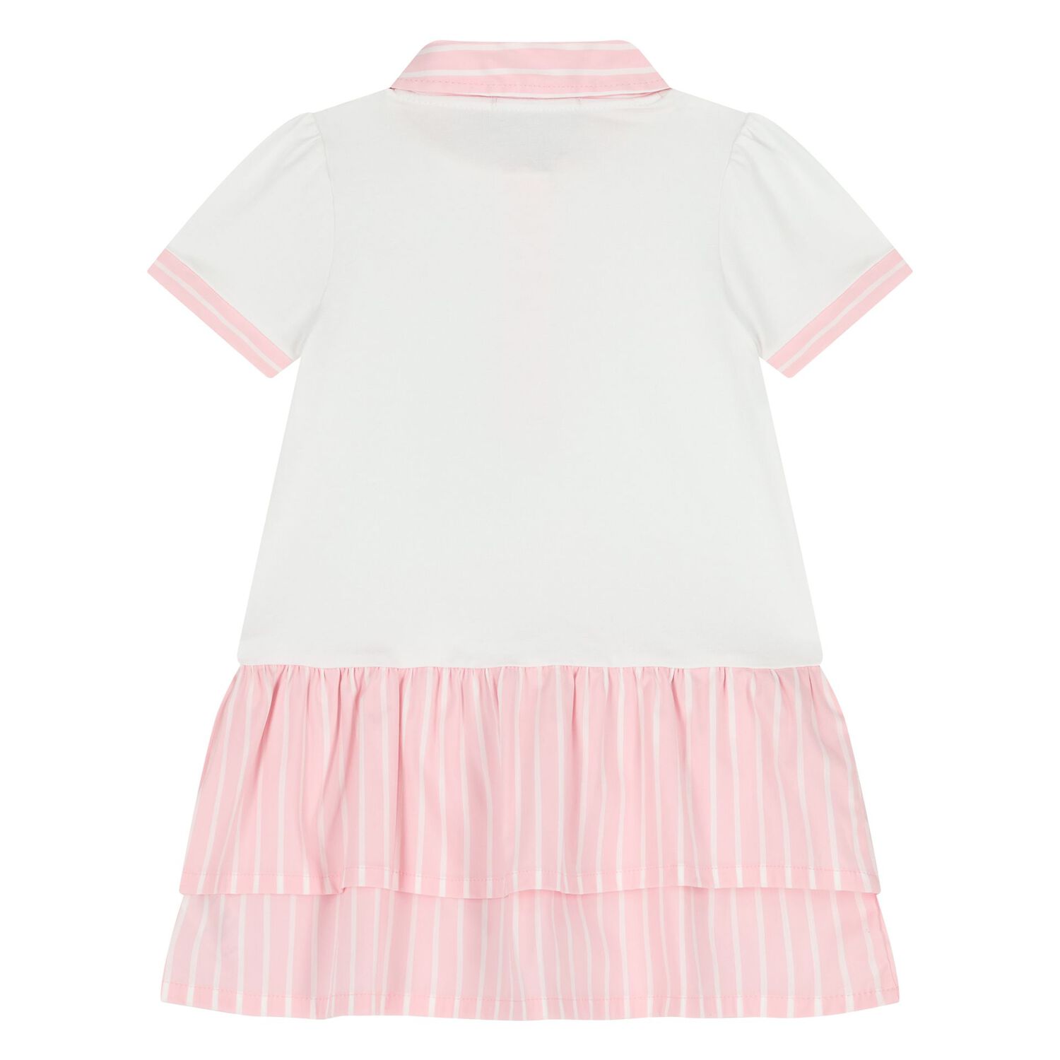 Younger Girls White & Pink Butterflies Logo Dress, 1, hi-res