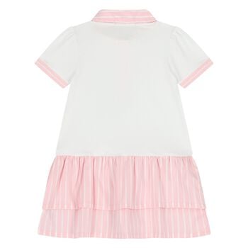 Younger Girls White & Pink Butterflies Logo Dress