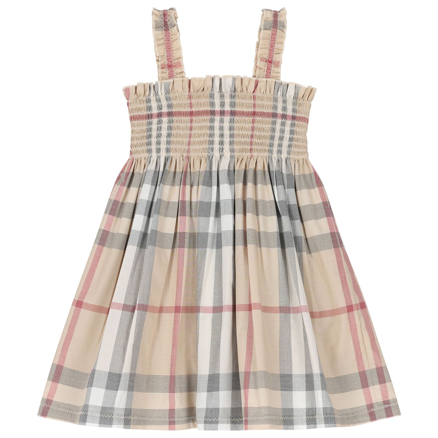 Baby Girls Pale Beige Check Dress Set, 1, hi-res image number null