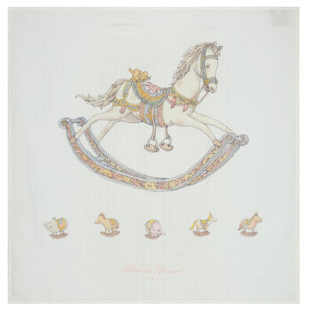 Ivory Rocking Horse Swaddle Carré Blanket