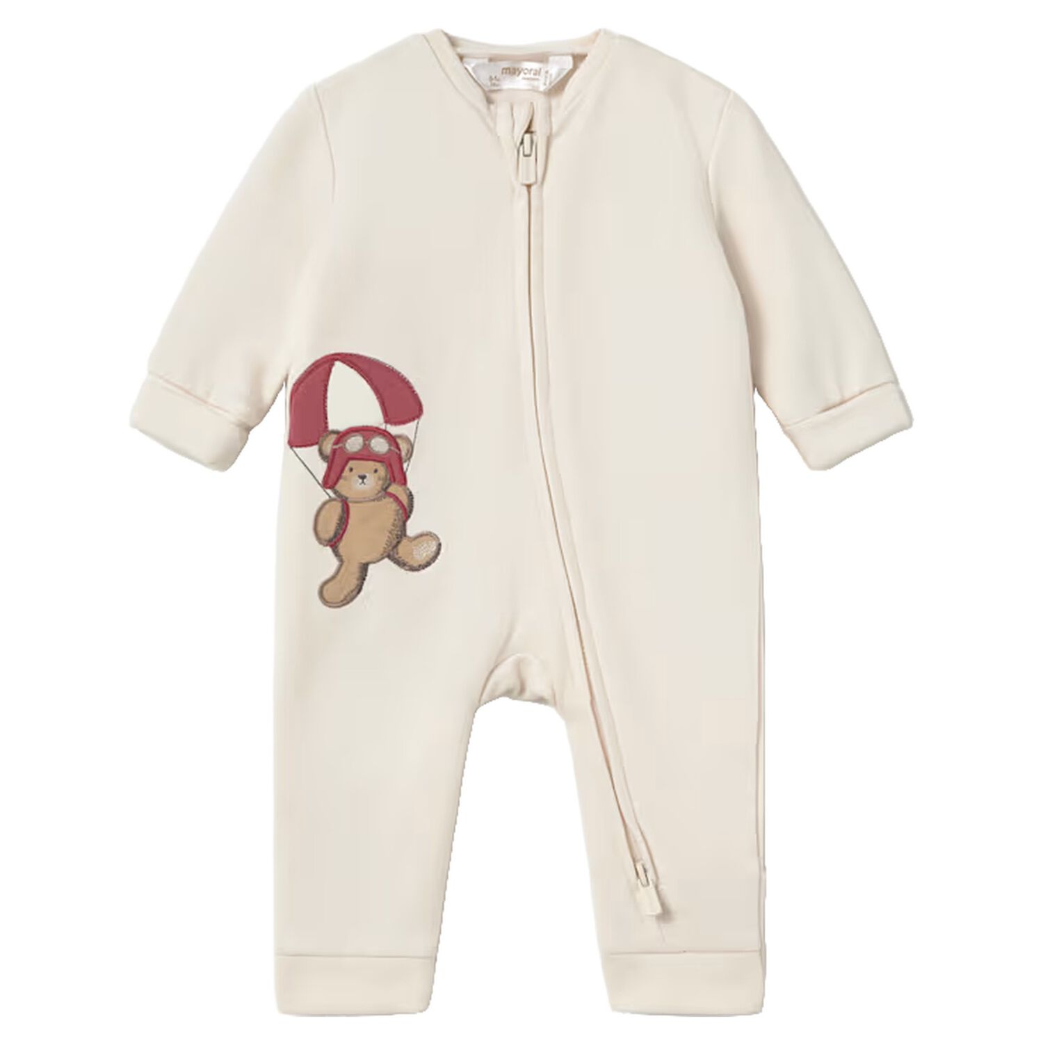 Baby Boys Ivory Teddy Bear Romper, 1, hi-res
