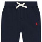 Younger Boys Navy Logo Joggers, 1, hi-res