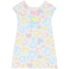 Girls White Hearts Dress, 1, hi-res