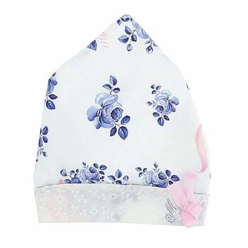 Baby Girls White Printed Bandanna