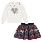 Girls Multi-Coloured Zig Zag Skirt Set, 1, hi-res