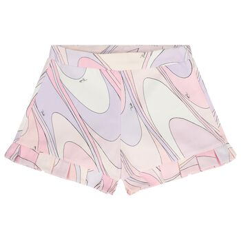 Girls Pink & White Iride Shorts
