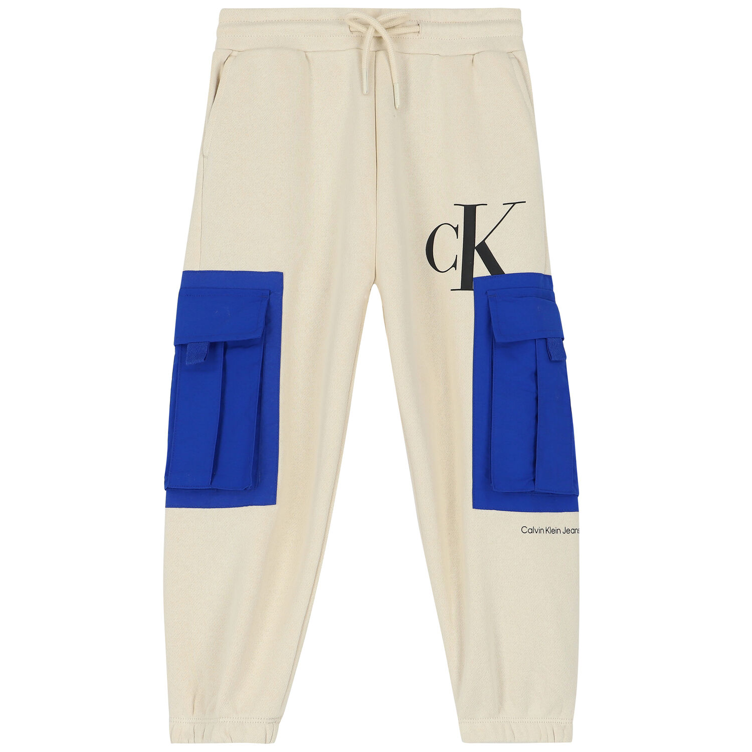 Boys Beige Logo Joggers, 1, hi-res