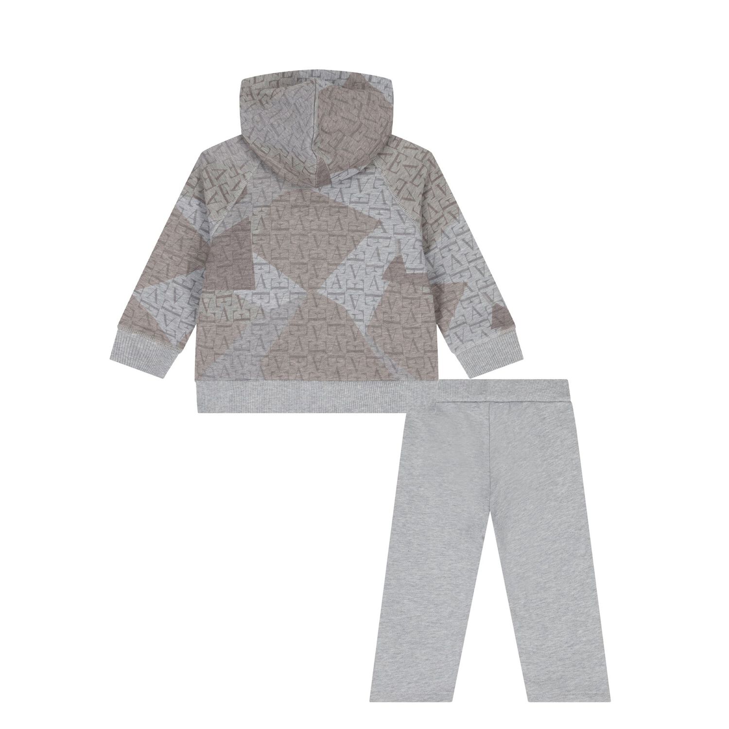 Younger Boys Grey & Beige Logo Tracksuit, 2, hi-res
