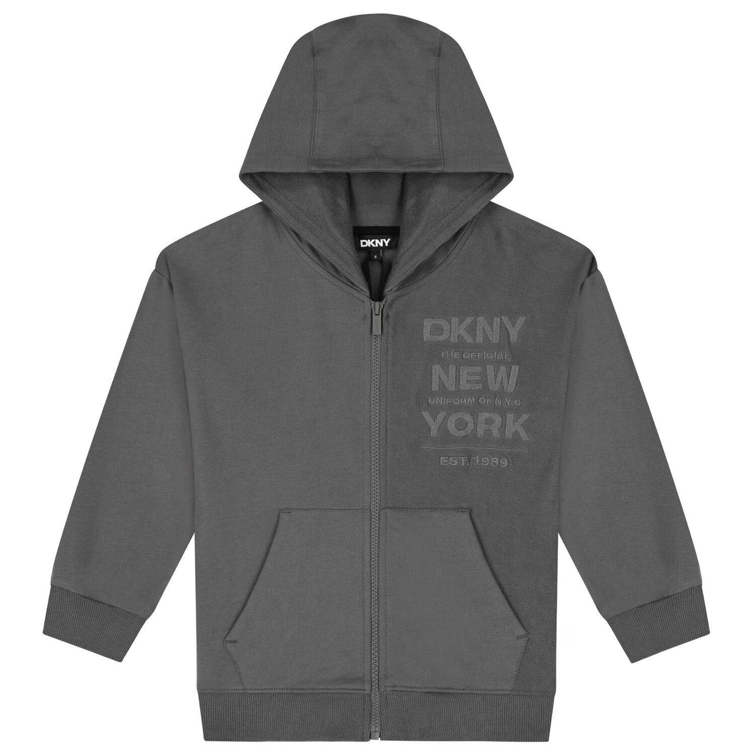 Boys Grey Logo Hooded Zip Up Top, 1, hi-res image number null