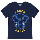Boys Navy Blue Elephant Logo T-Shirt, 3, hi-res