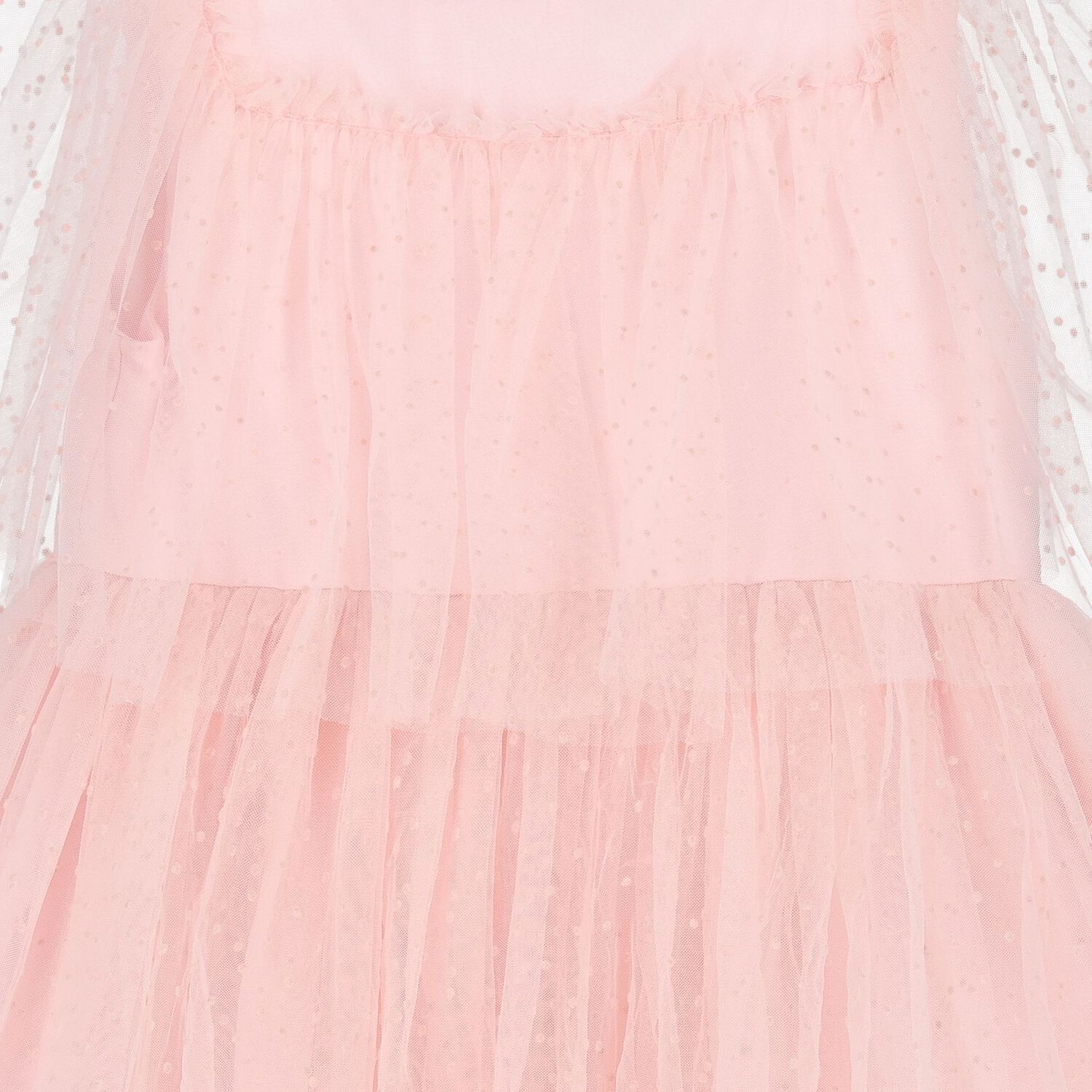 Girls Pink Tulle & Chiffon Dress, 2, hi-res