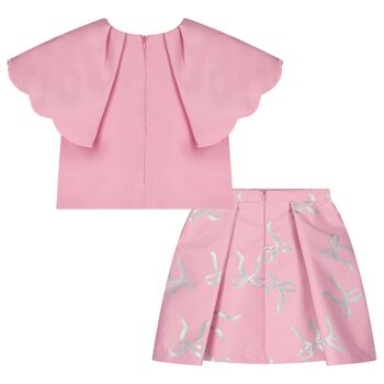 Girls Pink Bow Skirt Set