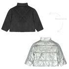 Girls Silver & Black Logo Reversible Puffer Jacket, 1, hi-res