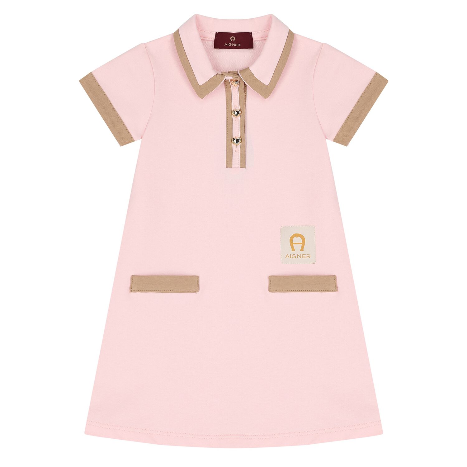 Younger Girls Pink Logo Polo Dress, 2, hi-res