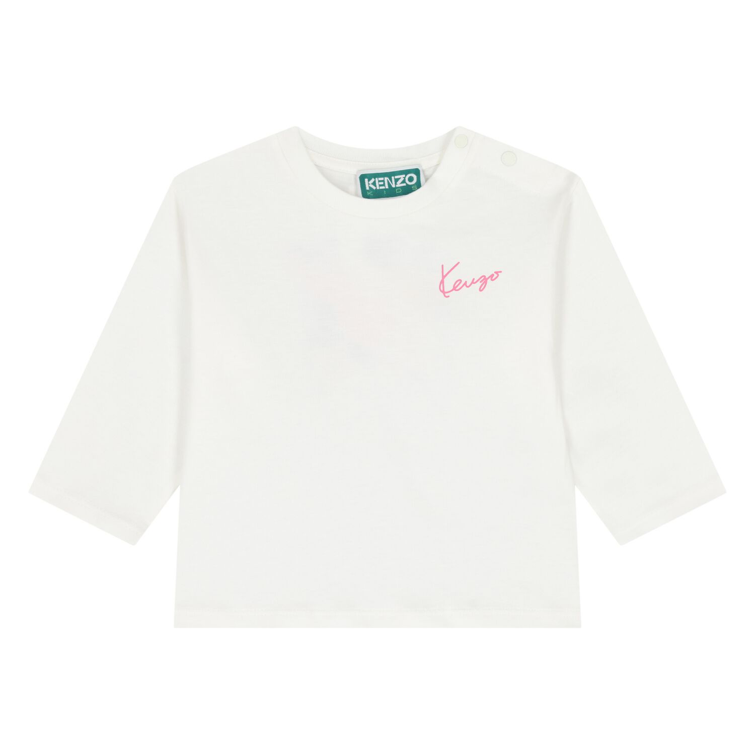 Younger Girls Ivory Floral Logo Long Sleeve Top, 1, hi-res