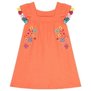 Girls Orange Floral Dress