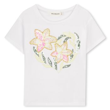 Girls White Floral T-Shirt