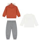 Younger Boys White, Orange & Grey Fox Tracksuit ( 3 Piece ), 3, hi-res