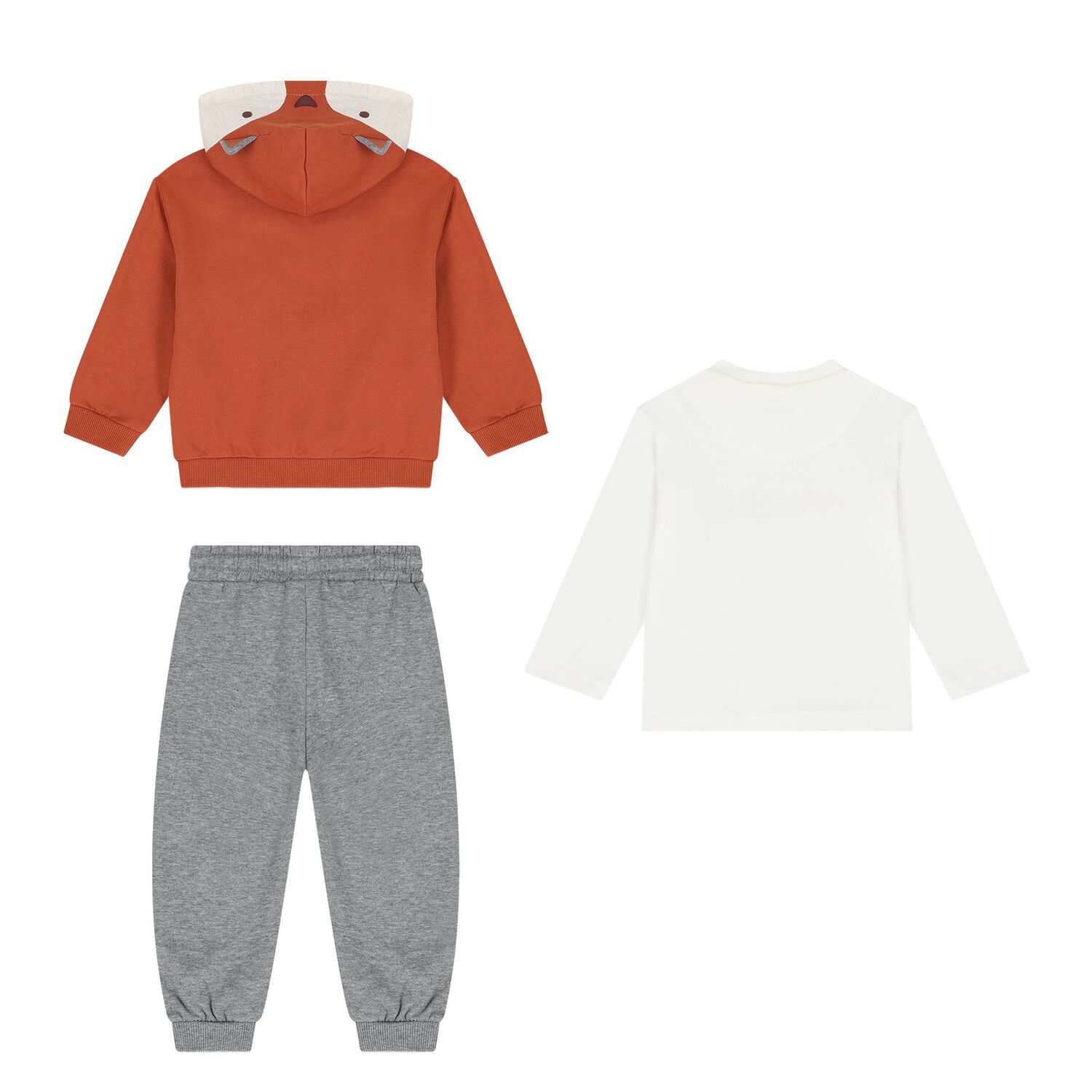 Younger Boys White, Orange & Grey Fox Tracksuit ( 3 Piece ), 3, hi-res