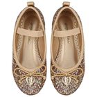 Younger Girls Gold Glitters Ballerina Shoes, 1, hi-res