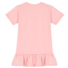 Girls Pink Teddy Logo Dress, 1, hi-res