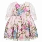 Girls Pink Floral Dress, 1, hi-res