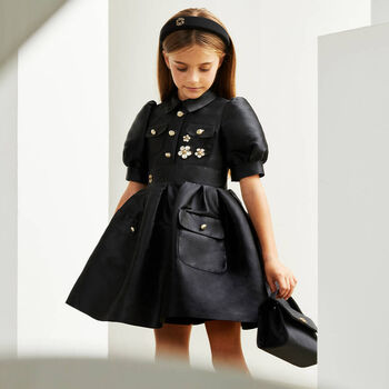 Girls Black Embellished Dress