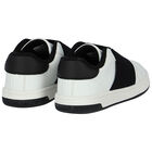 White & Black Logo Trainers, 1, hi-res