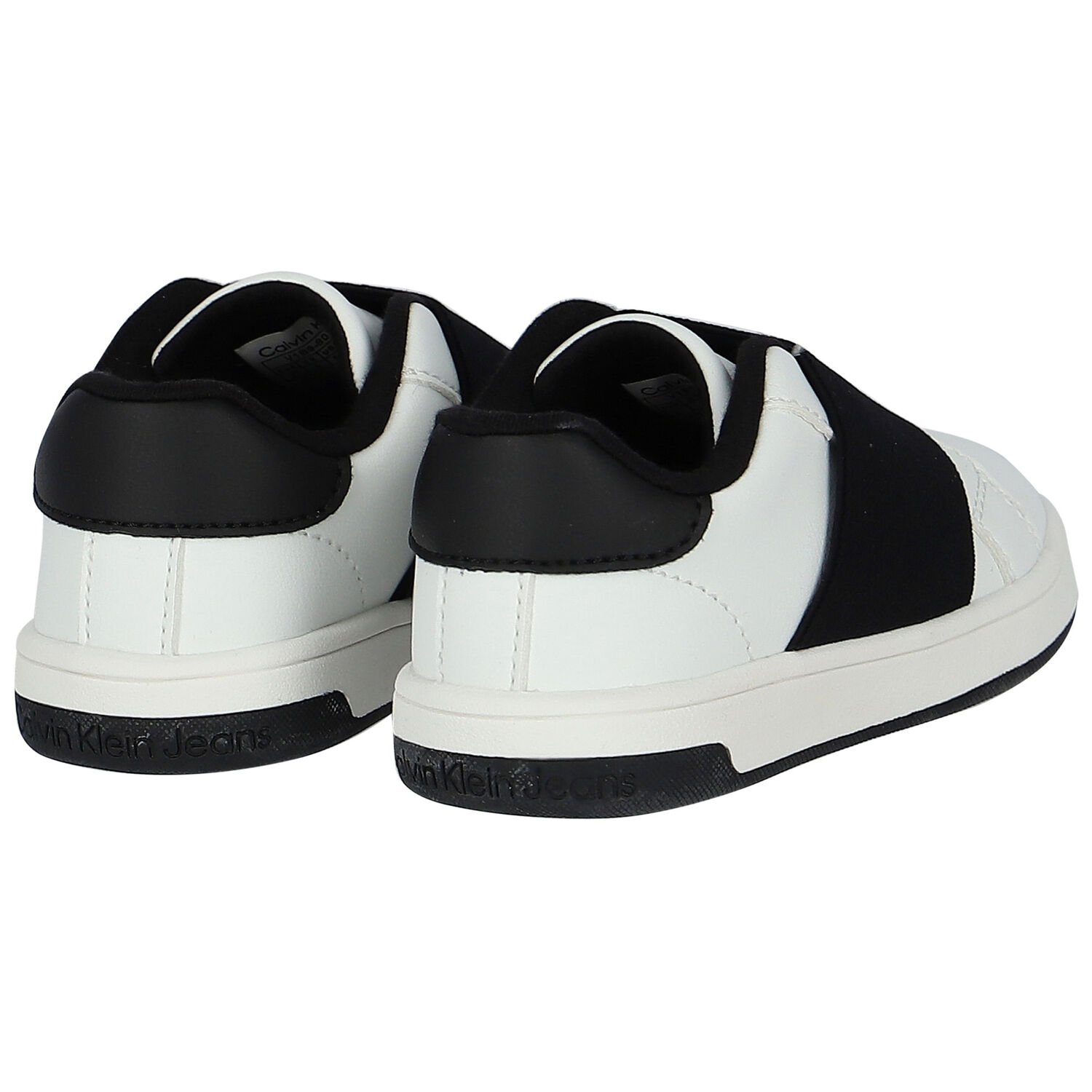 White & Black Logo Trainers, 1, hi-res