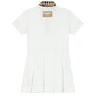 Girls White Checkered Polo Dress, 1, hi-res