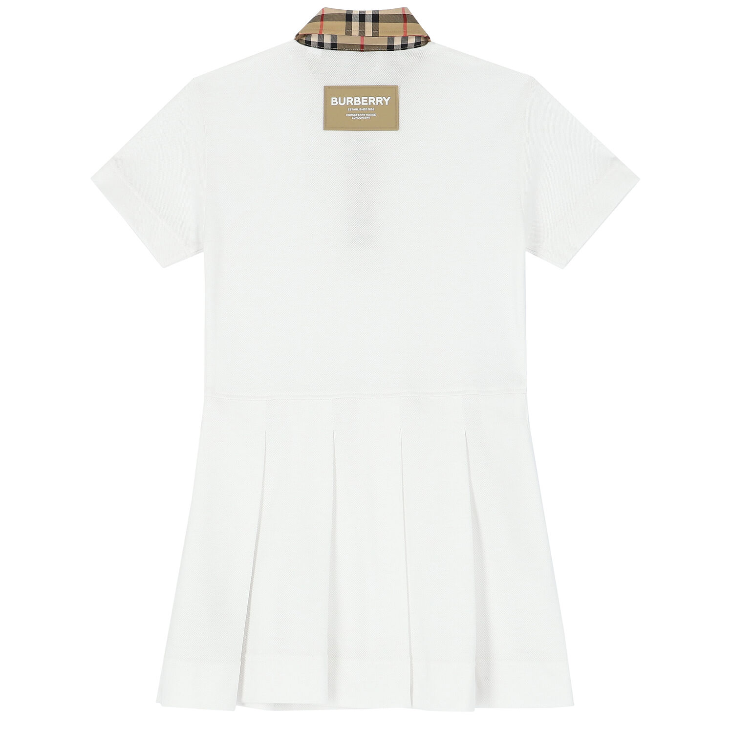 Girls White Checkered Polo Dress, 1, hi-res image number null