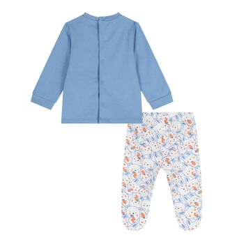 Baby Boys Blue & White (2 Piece Babygrow)