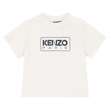 Younger White & Navy Blue Logo T-Shirt