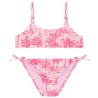Girls Pink Palm Print Bikini, 1, hi-res