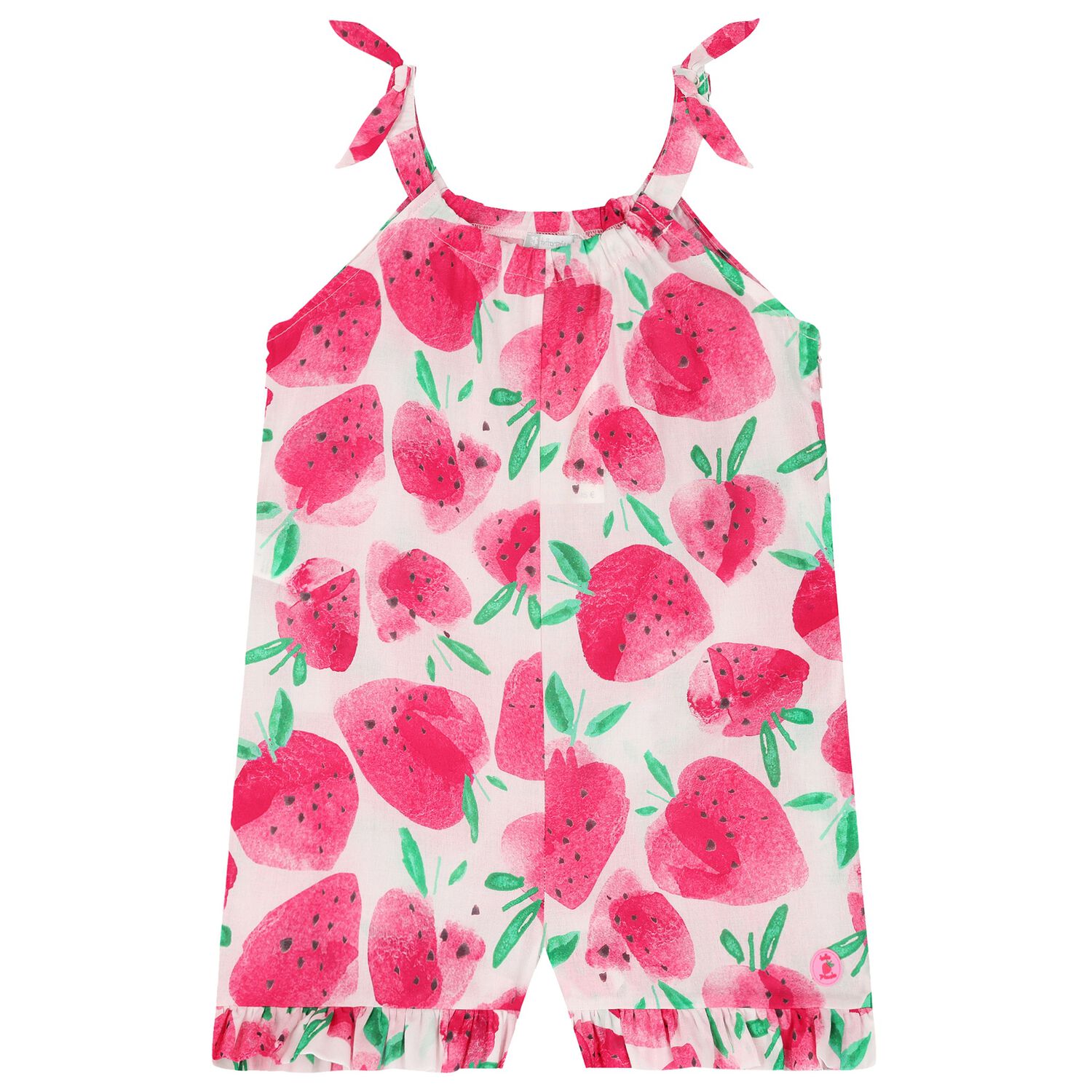 Girls Ivory & Red Strawberry Playsuit, 1, hi-res image number null