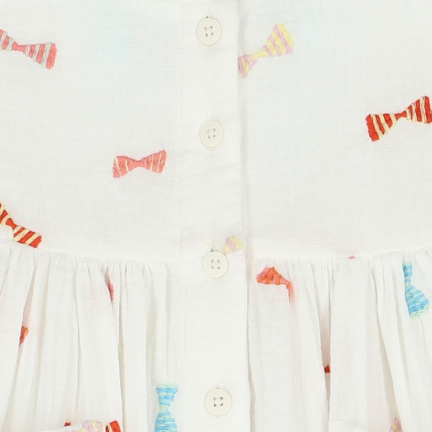 Girls White Embroidered Bow Dress, 1, hi-res image number null