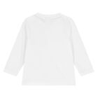 Younger Boys White Logo Long Sleeve Top, 1, hi-res