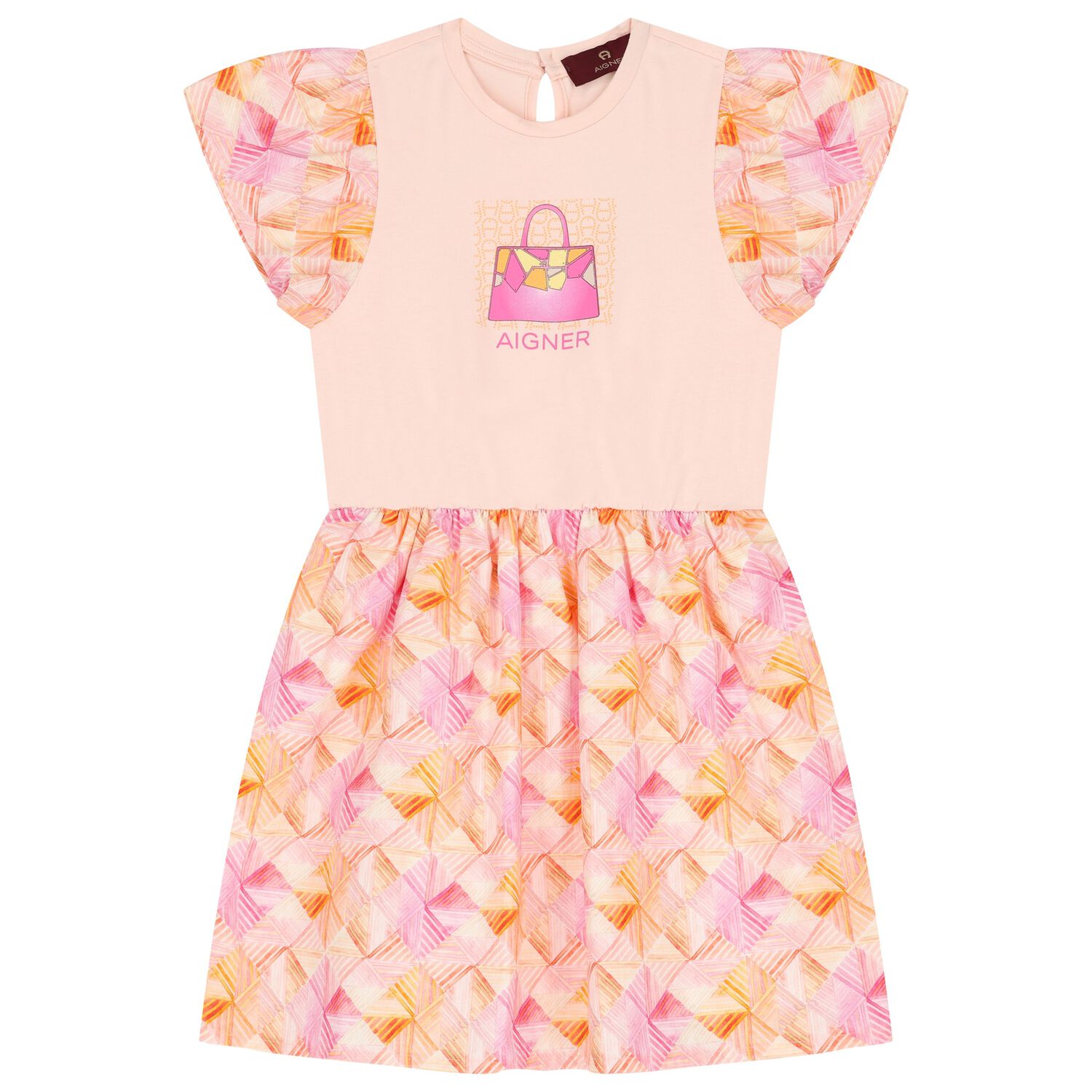 Girls Pink Logo Bag Dress, 1, hi-res