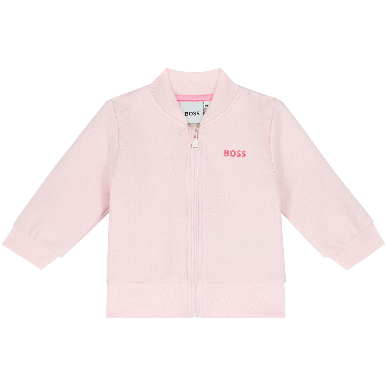 Baby Girls Pink Logo Zip Up Top, 1, hi-res