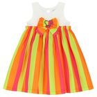 Girls Yellow & Pink Striped Dress, 1, hi-res