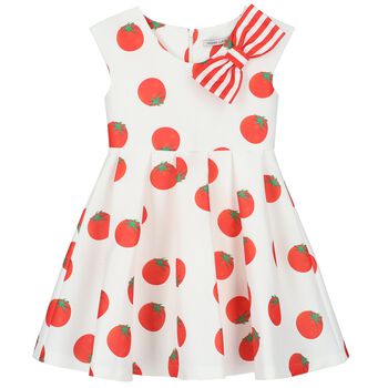 Girls White & Red Tomato Dress