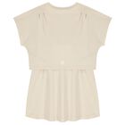 Girls Ivory Logo Dress, 2, hi-res
