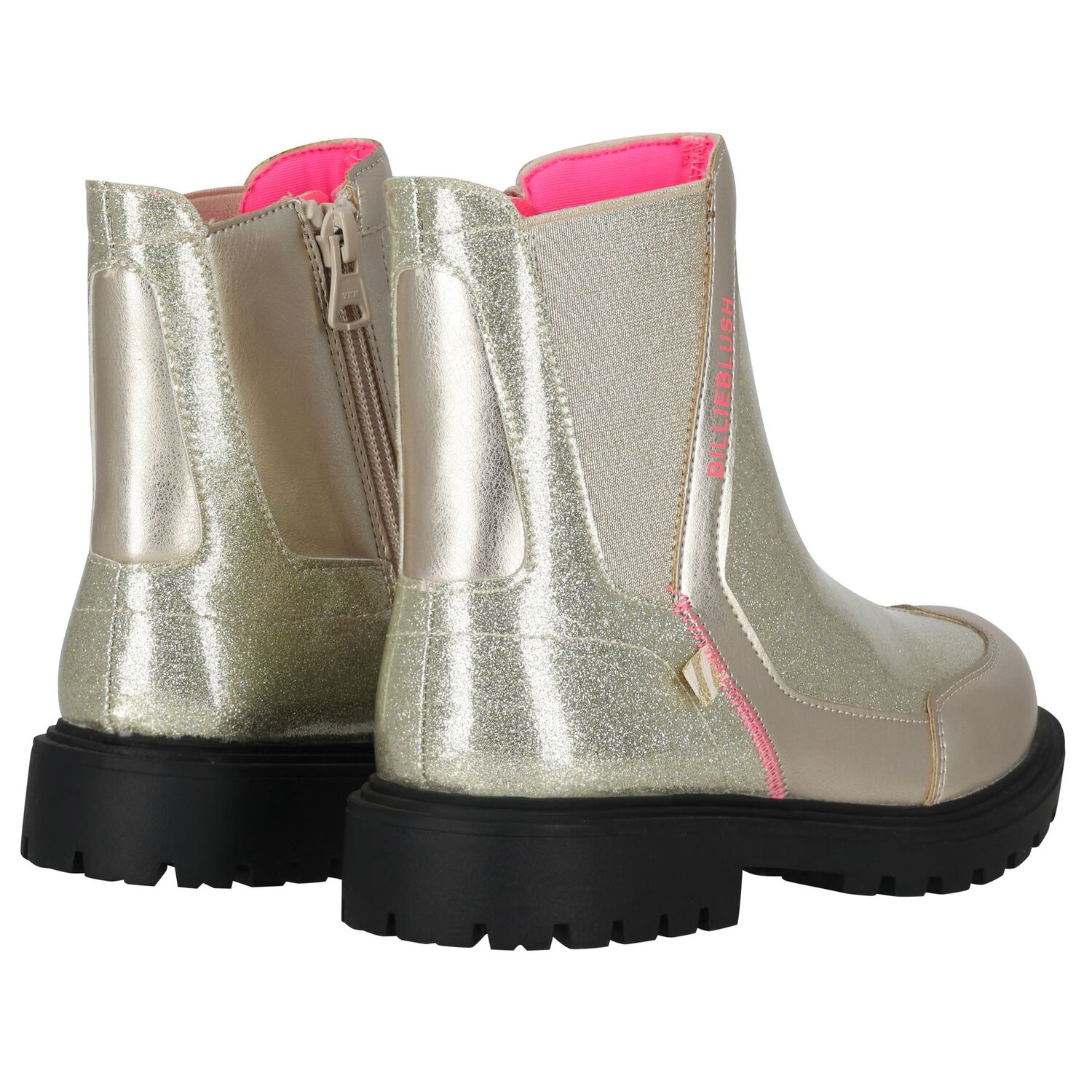 Girls Gold Faux Leather Ankle Boots, 1, hi-res