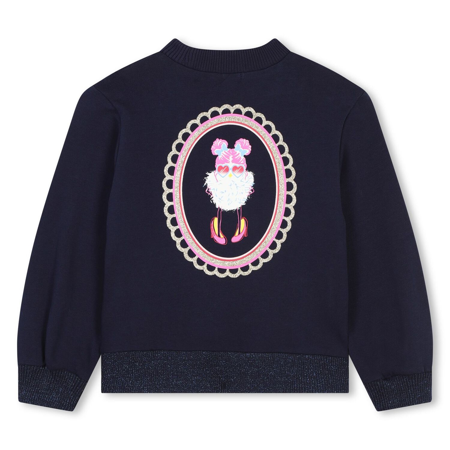 Girls Navy Blue Glitter Sweatshirt, 1, hi-res