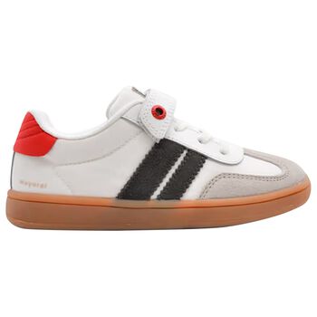 Boys Ivory & Red Trainers