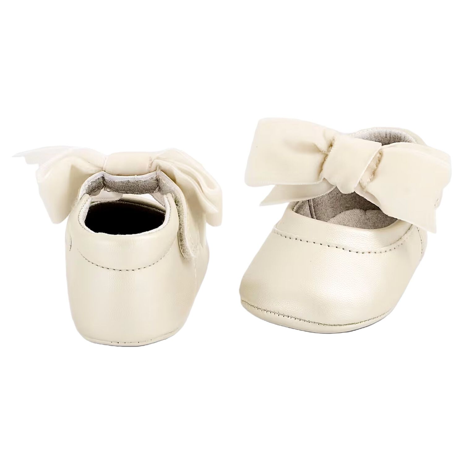Baby Girls Ivory Bow Leather Pre Walker Shoes, 4, hi-res